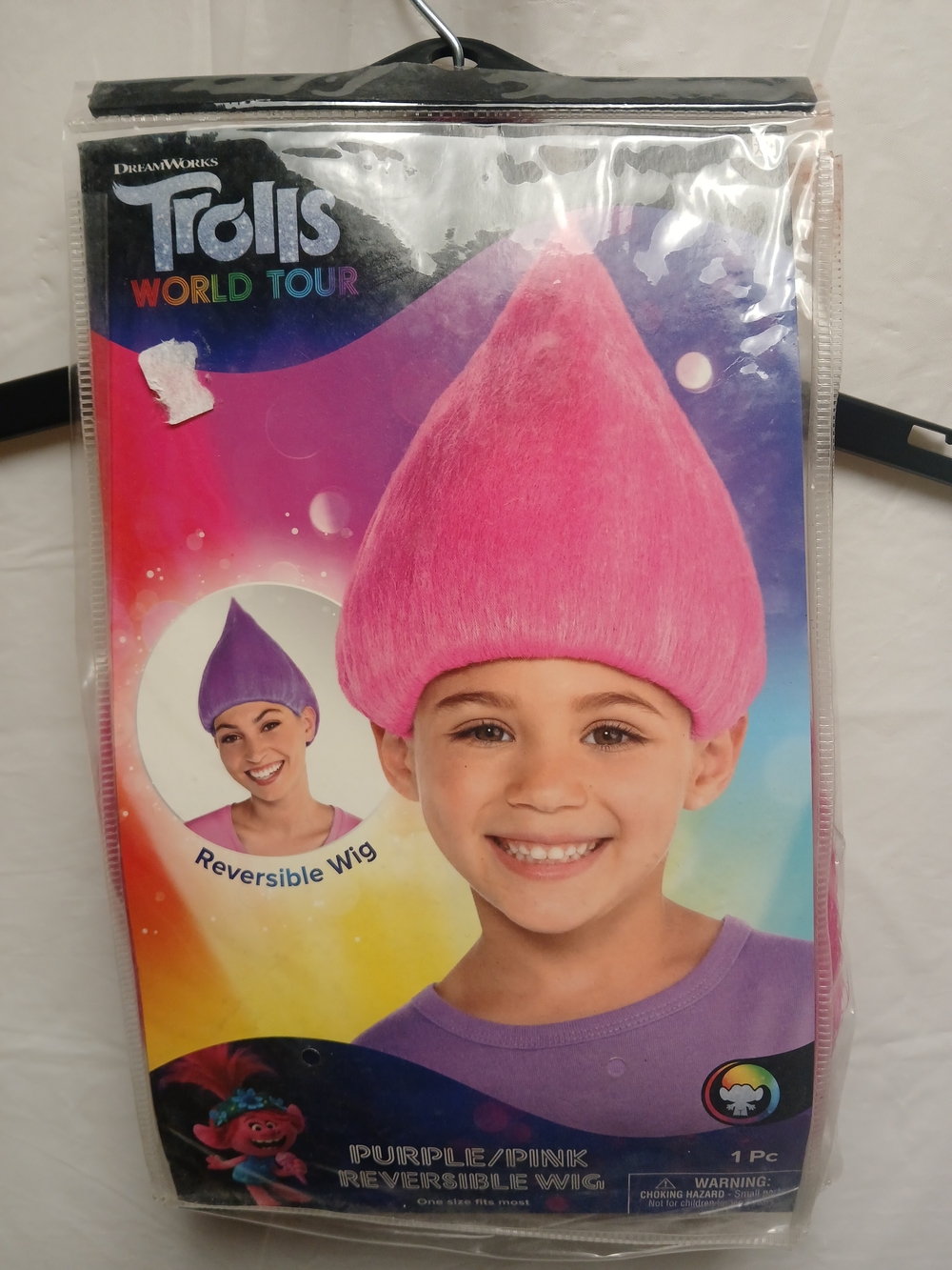 Dreamworks Trolls World Tour Reversible Wig in Pink and Purple